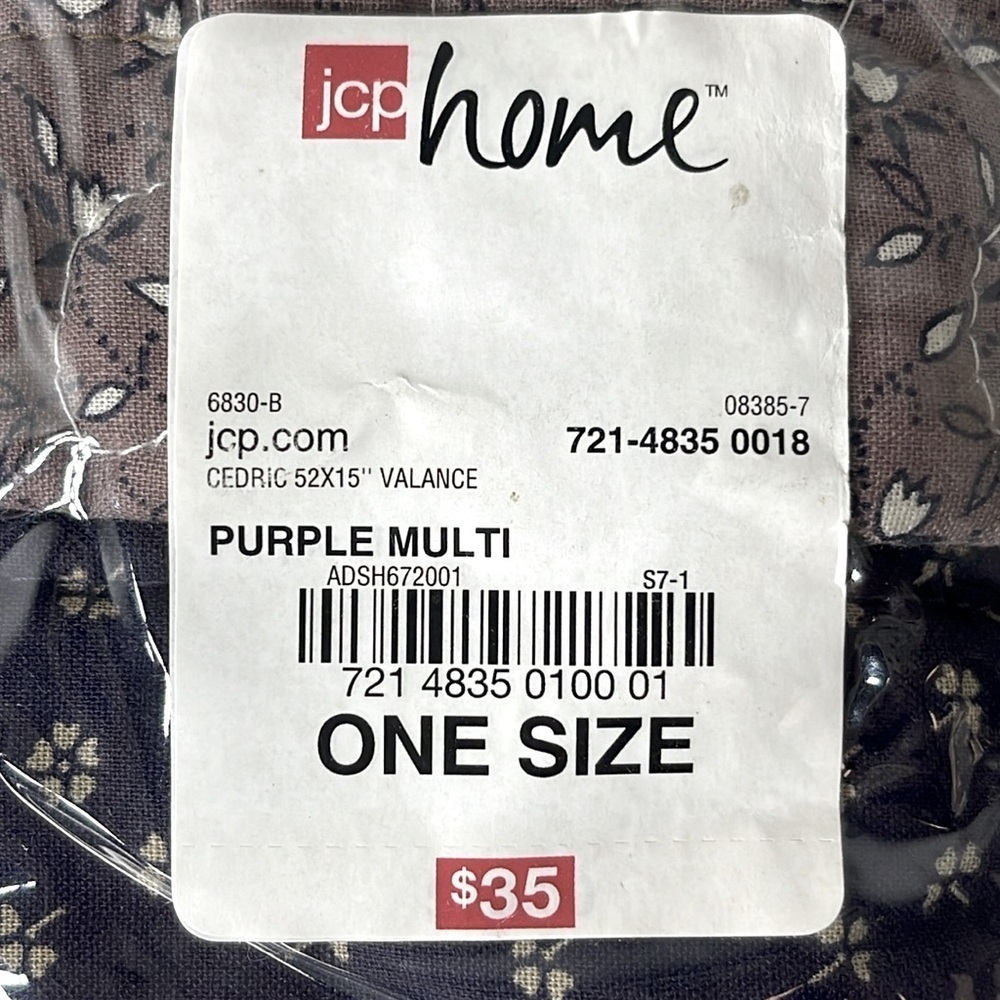 JCP Home Boho Quilted Floral Window Valance – Purple Multi 52” x 15” New - Picture 5 of 7